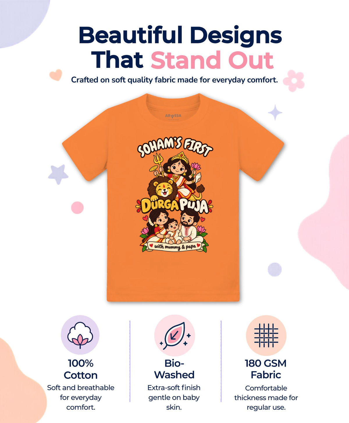 Yes | My First Durga Puja with Mummy & Papa - T-shirt