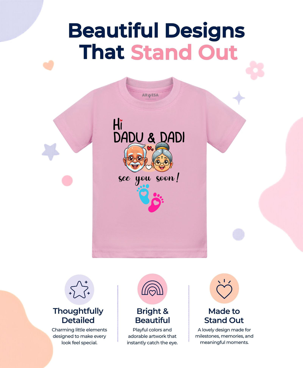 Hi Dadu & Dadi See You Soon Pregnancy Announcement - T-shirt