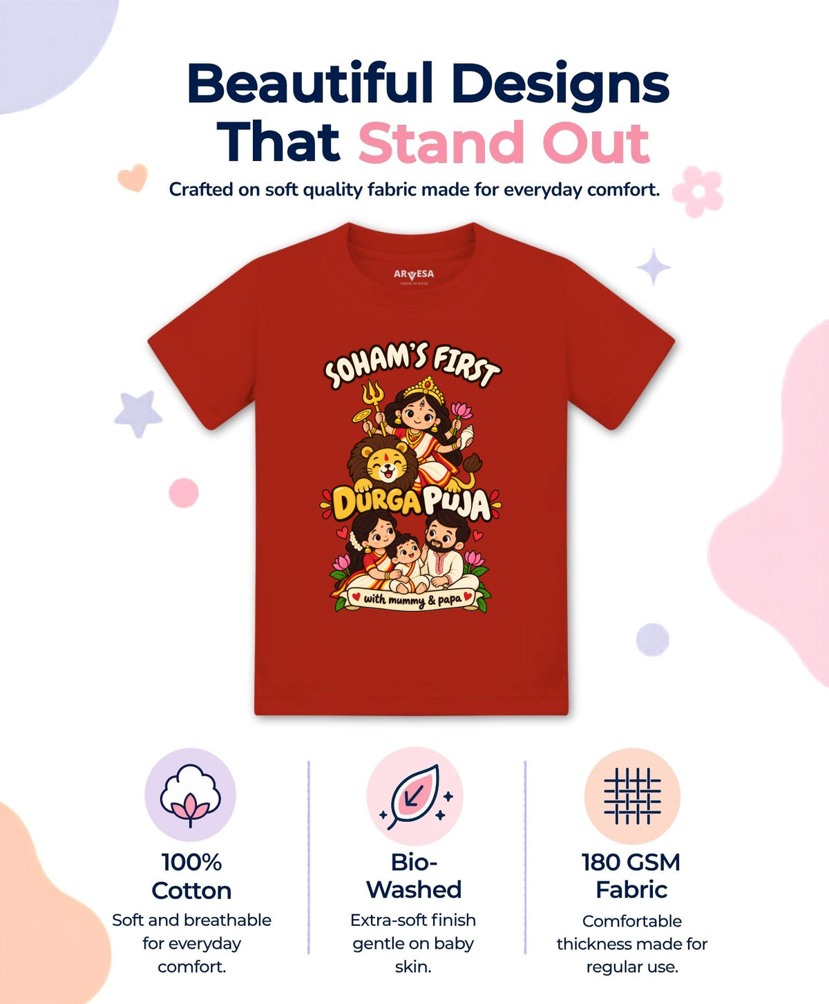 Yes | My First Durga Puja with Mummy & Papa - T-shirt