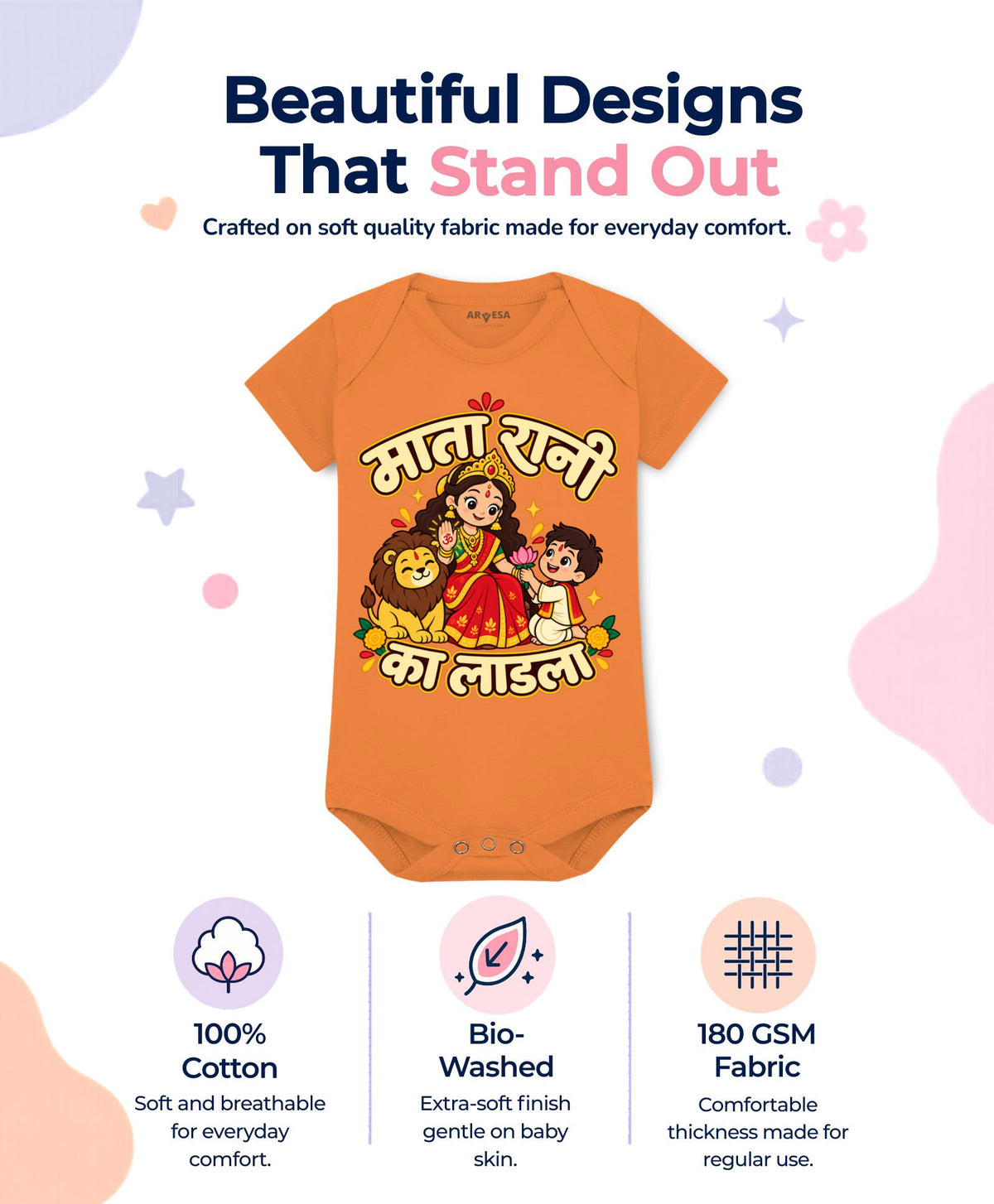 Mata Rani ka Ladla hindi text Navratri - Romper