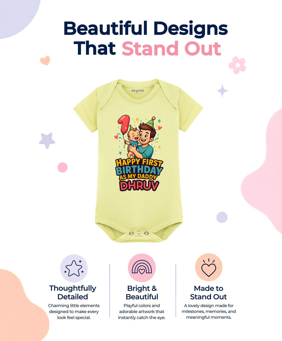 Yes | Happy First Birthday As My Daddy Dad Birthday - Romper