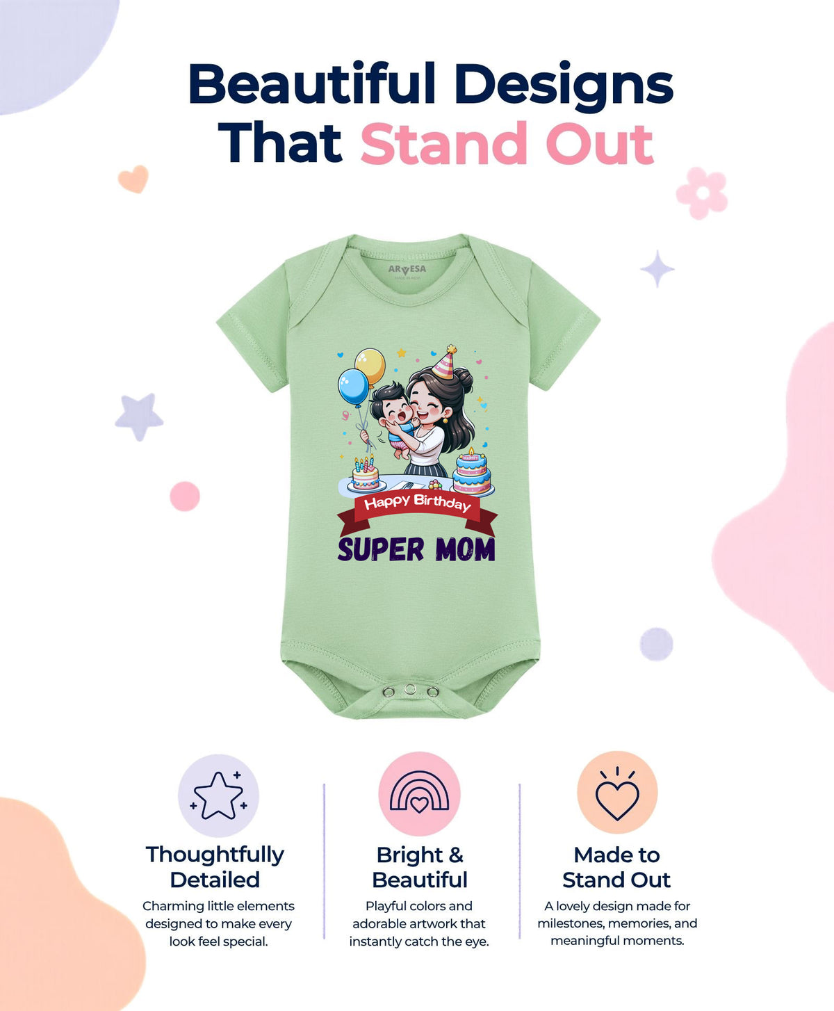 No | Happy Birthday Super Mom Mom Birthday - Romper
