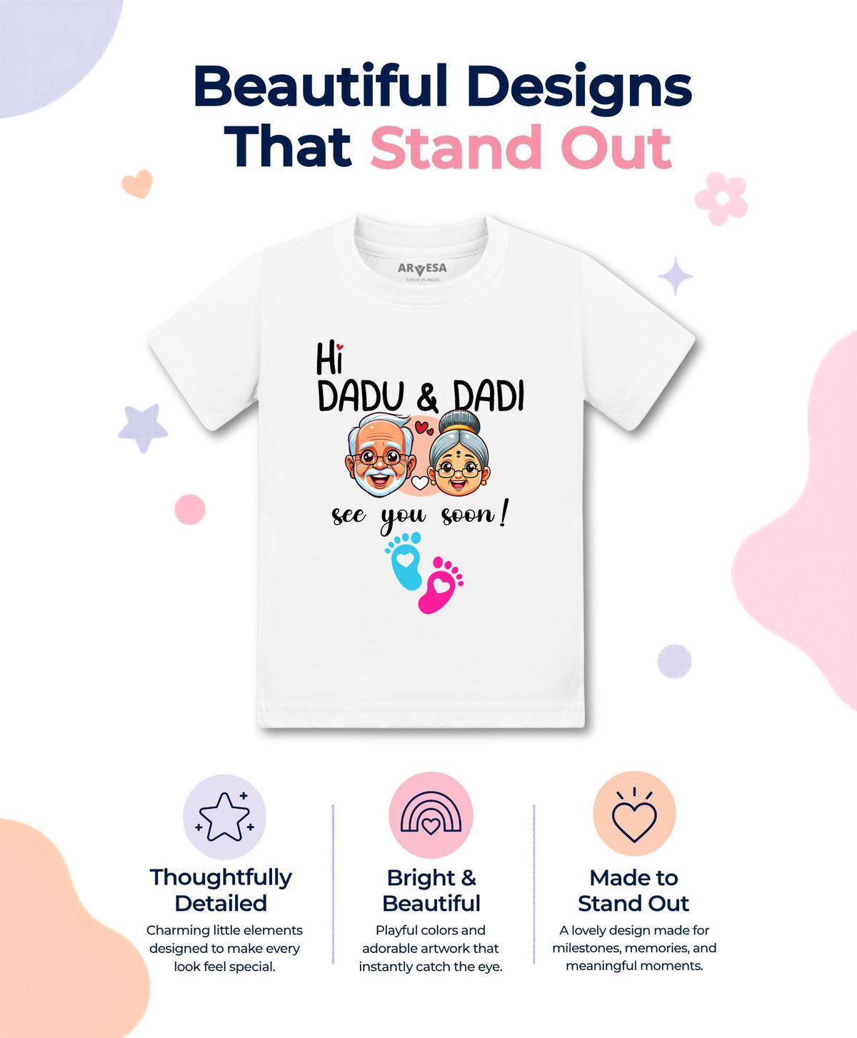 Hi Dadu & Dadi See You Soon Pregnancy Announcement - T-shirt