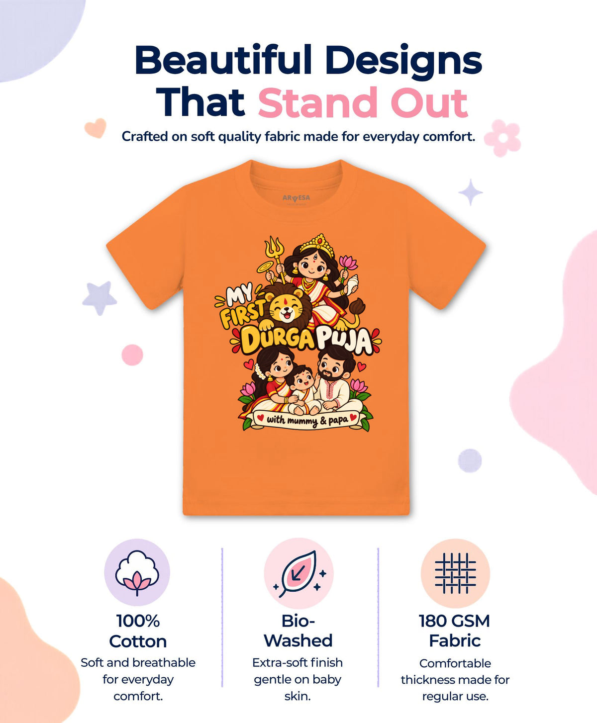 No | My First Durga Puja with Mummy & Papa - T-shirt