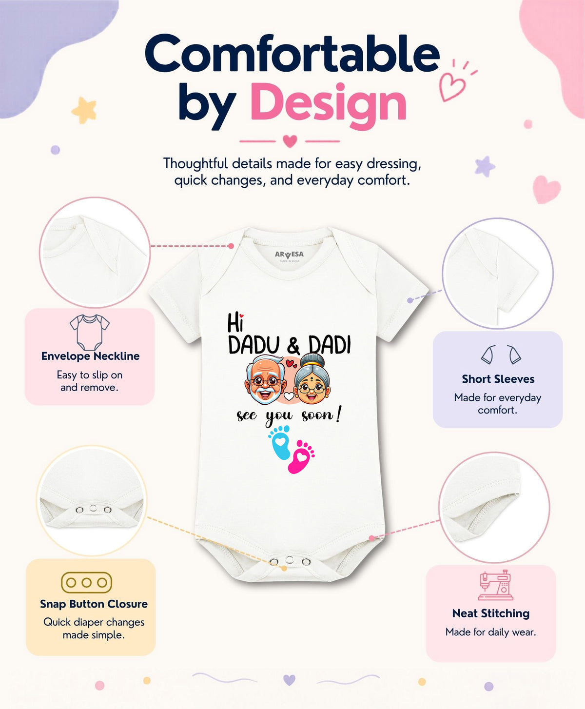 Hi Dadu & Dadi See You Soon Pregnancy Announcement - Romper