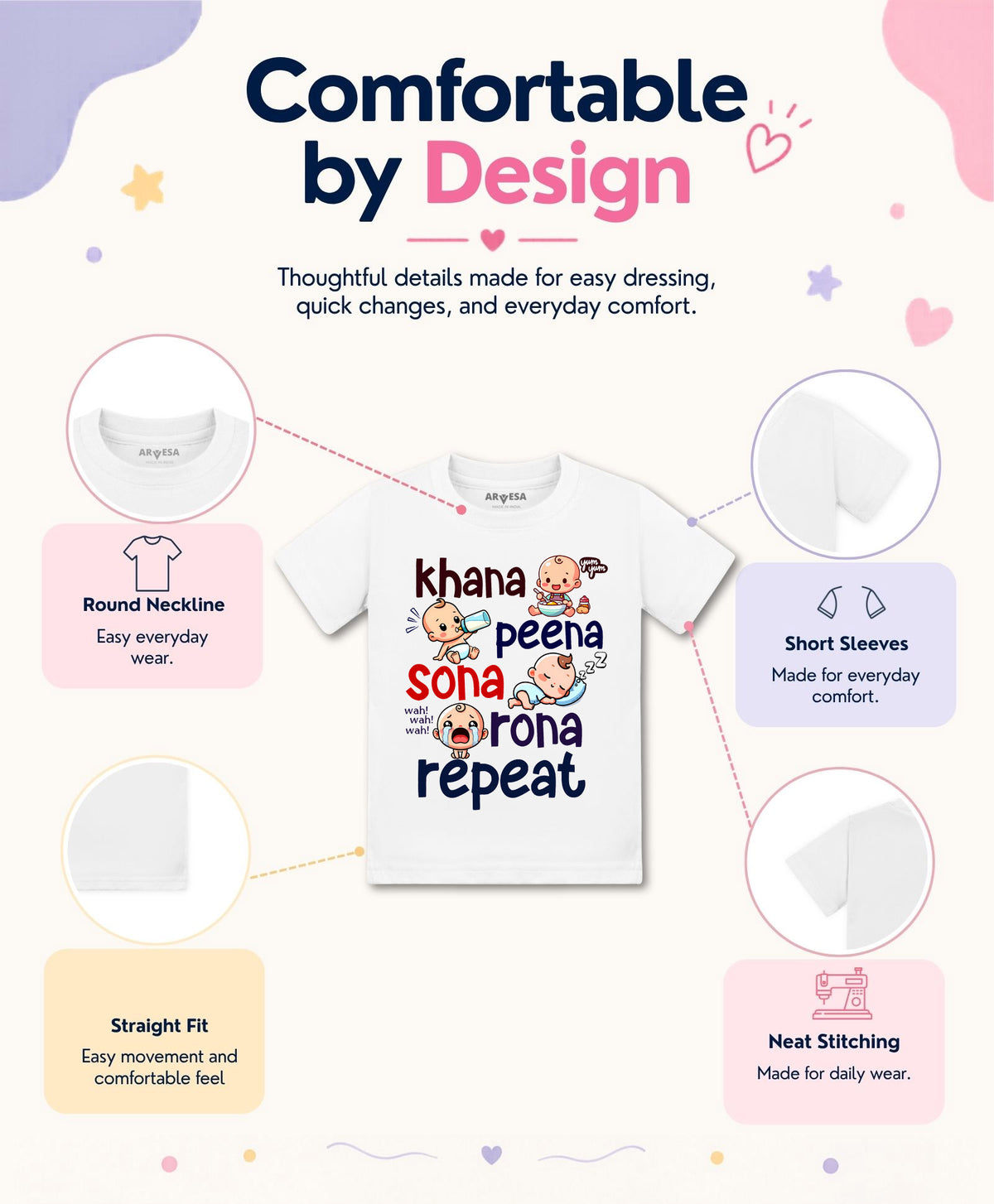 No | Khana Peena Sona Repeat Quirky - T-shirt