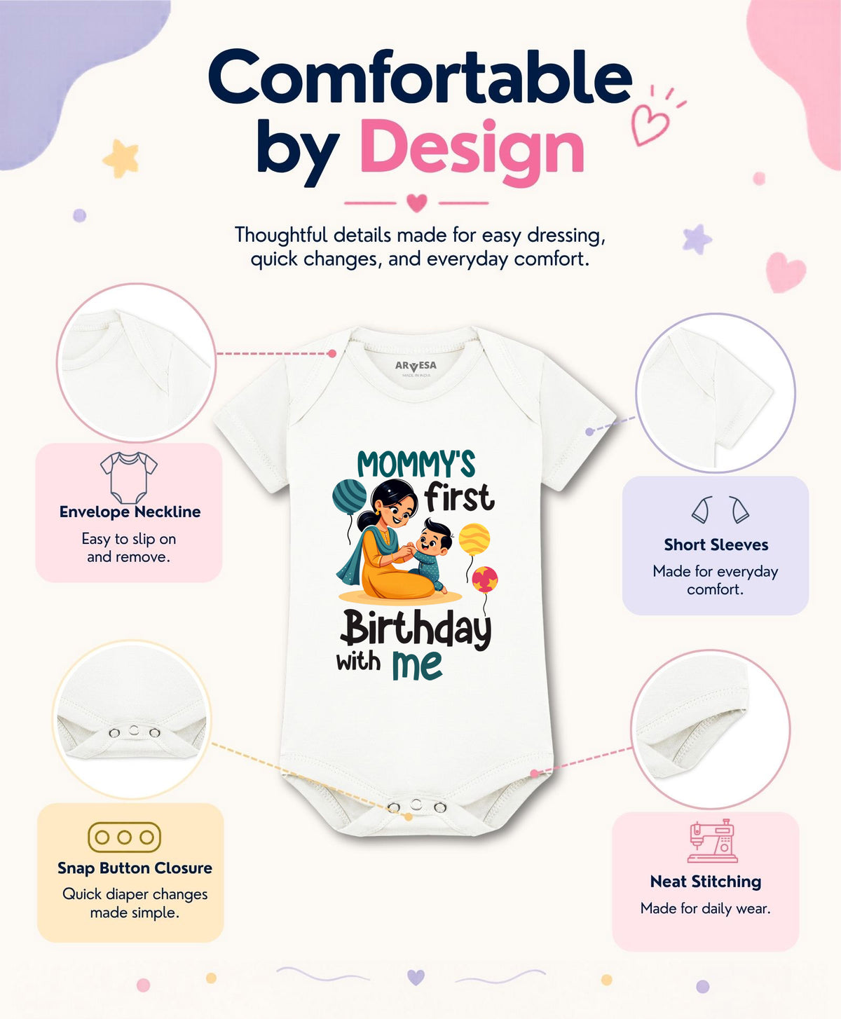 No | Mommy First Birthday With Me Mom Birthday - Romper