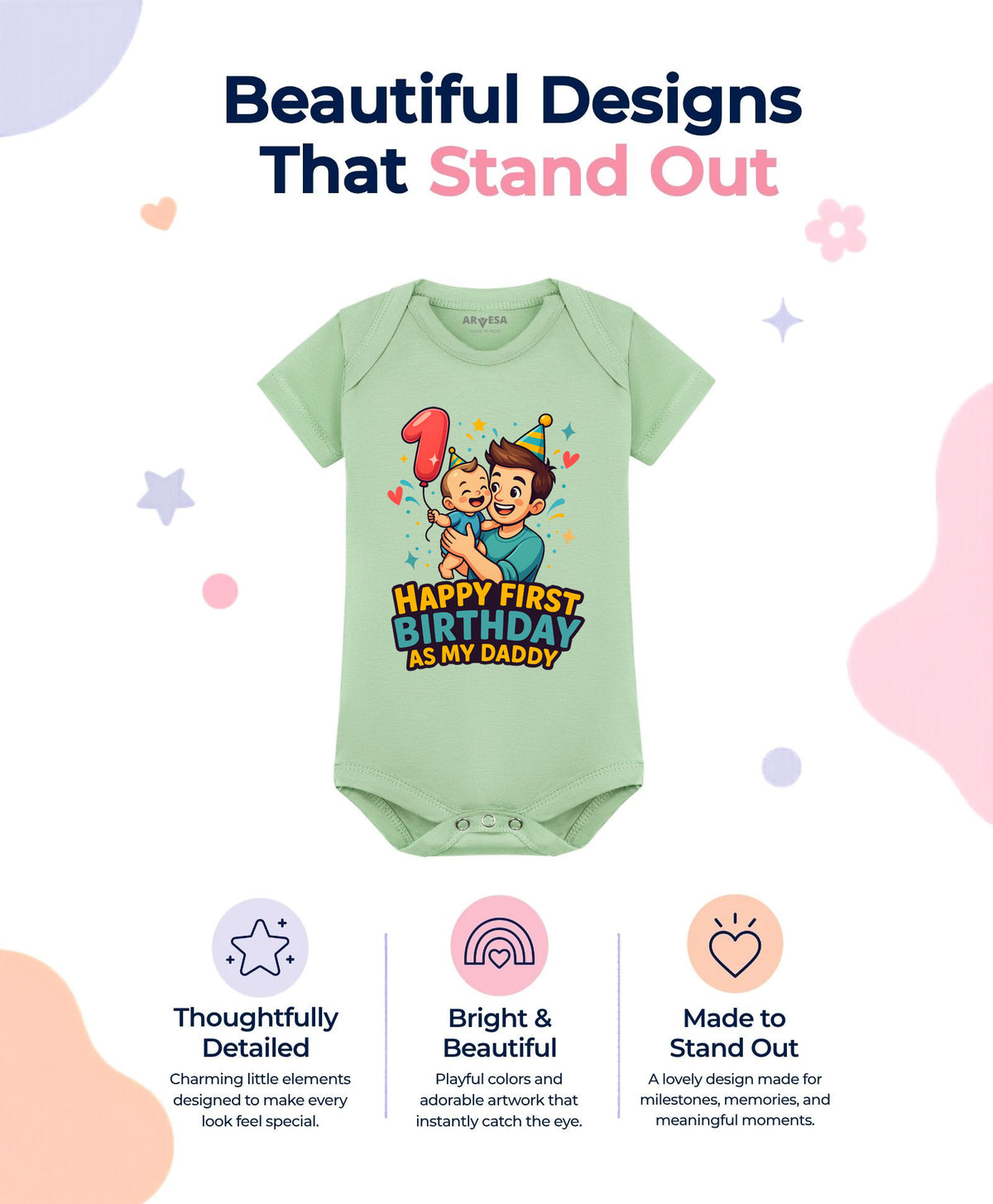 No | Happy First Birthday As My Daddy Dad Birthday - Romper