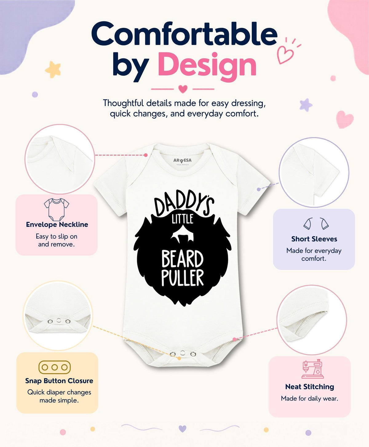 No | Daddy Little Beard Puller - Romper