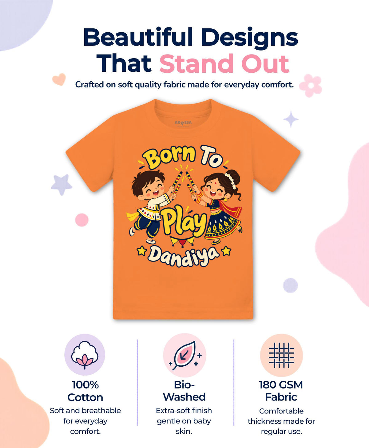 Born To Play Dandiya Navratri - T-shirt