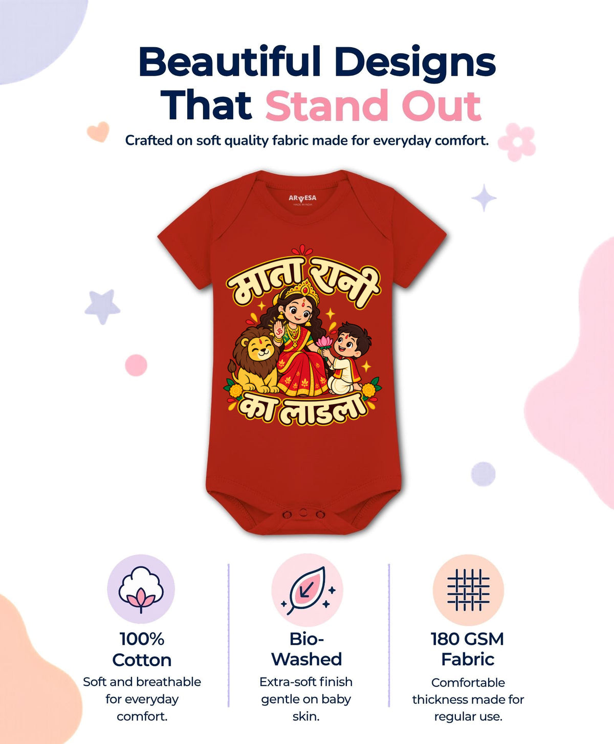 Mata Rani ka Ladla hindi text Navratri - Romper