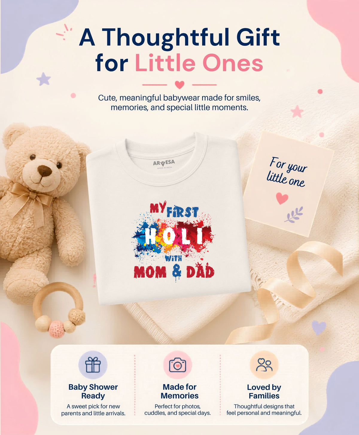 No | My First Holi with Mom & Dad - T-shirt