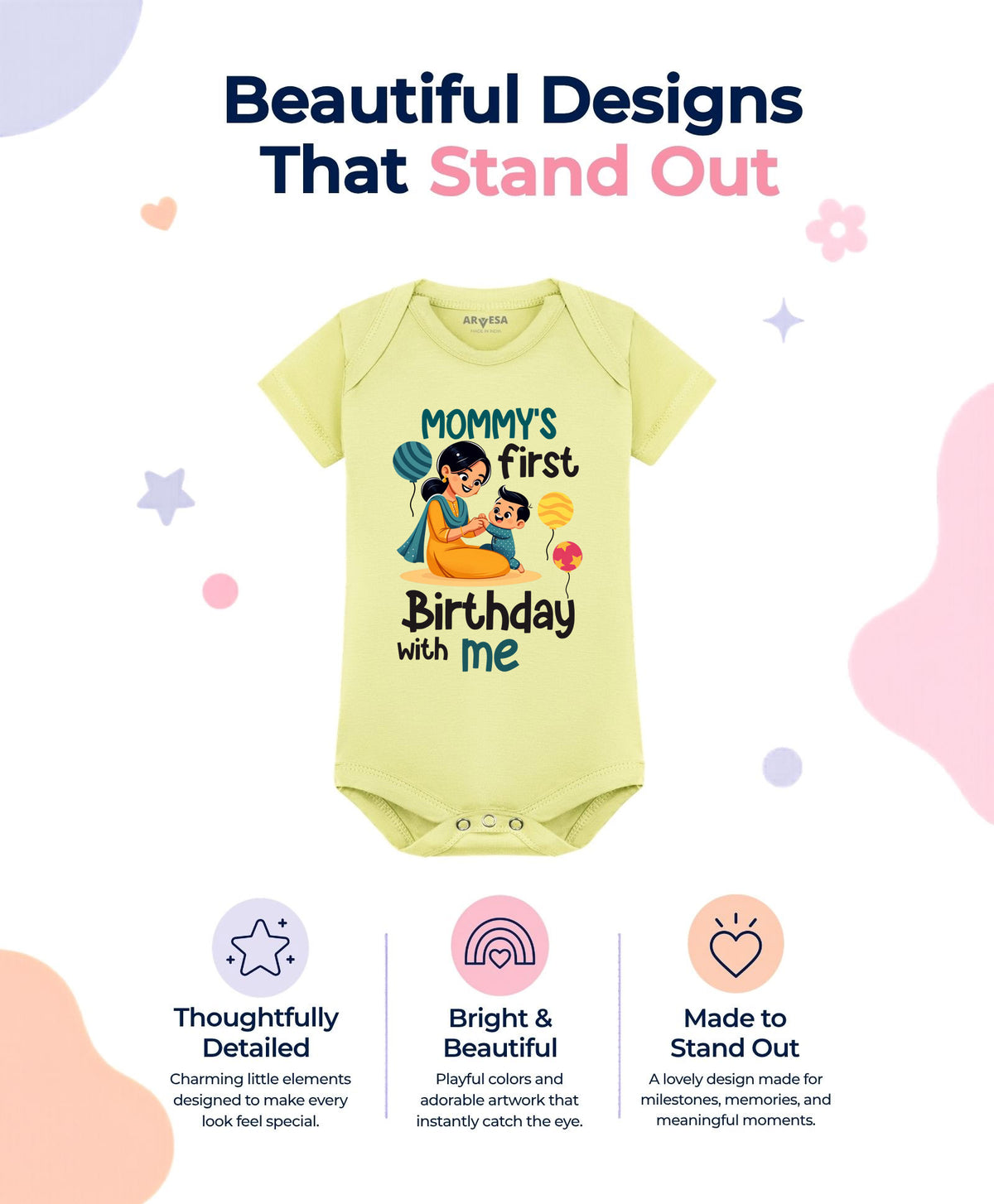 No | Mommy First Birthday With Me Mom Birthday - Romper