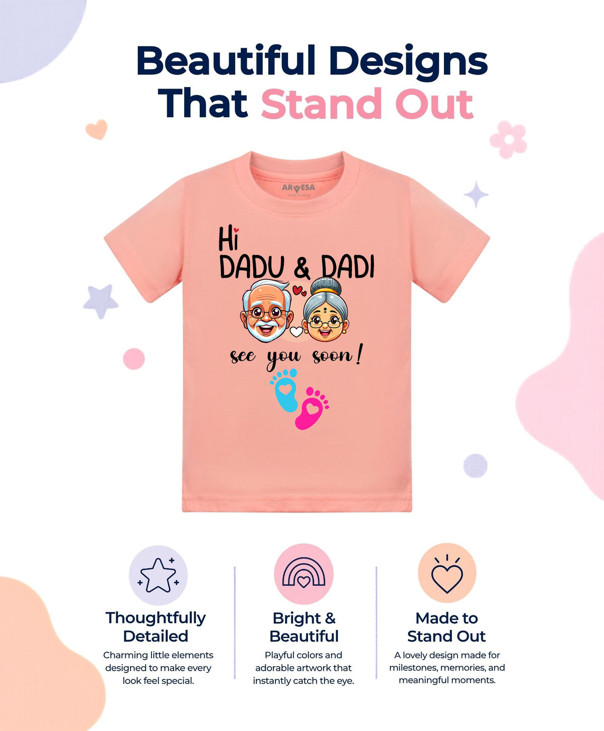 Hi Dadu & Dadi See You Soon Pregnancy Announcement - T-shirt