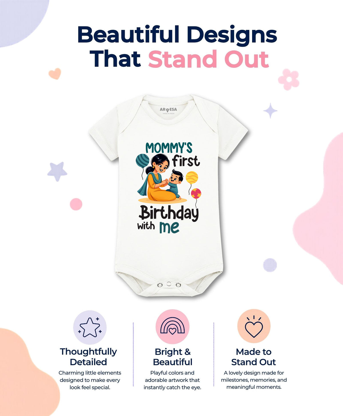No | Mommy First Birthday With Me Mom Birthday - Romper