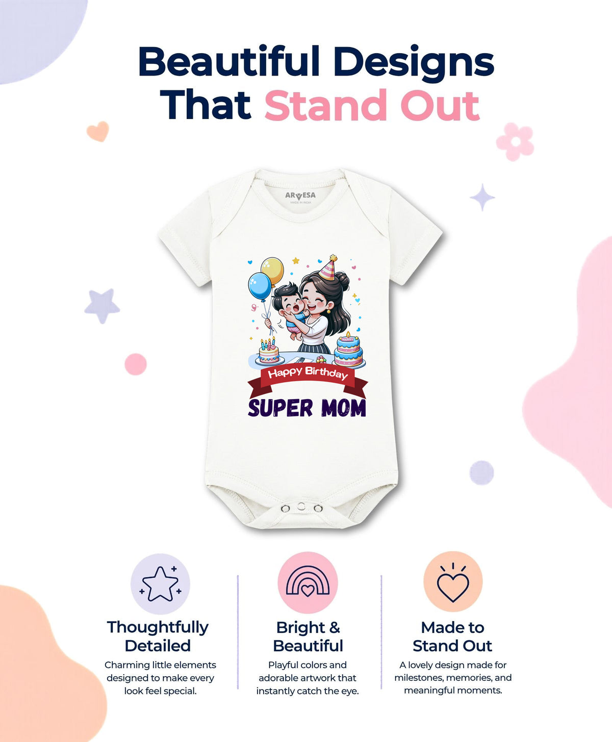 No | Happy Birthday Super Mom Mom Birthday - Romper