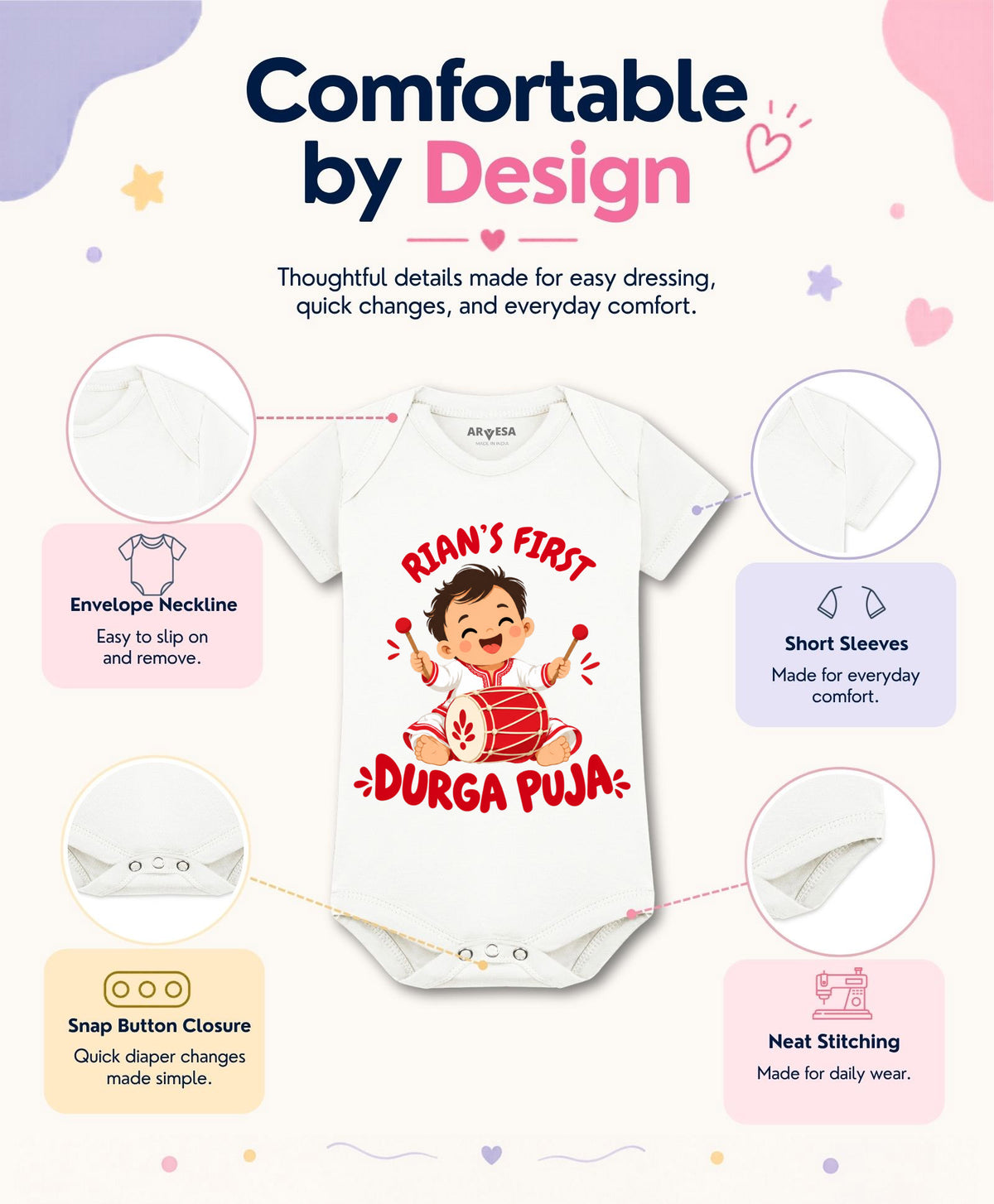 Yes | My First Durga Puja - Romper