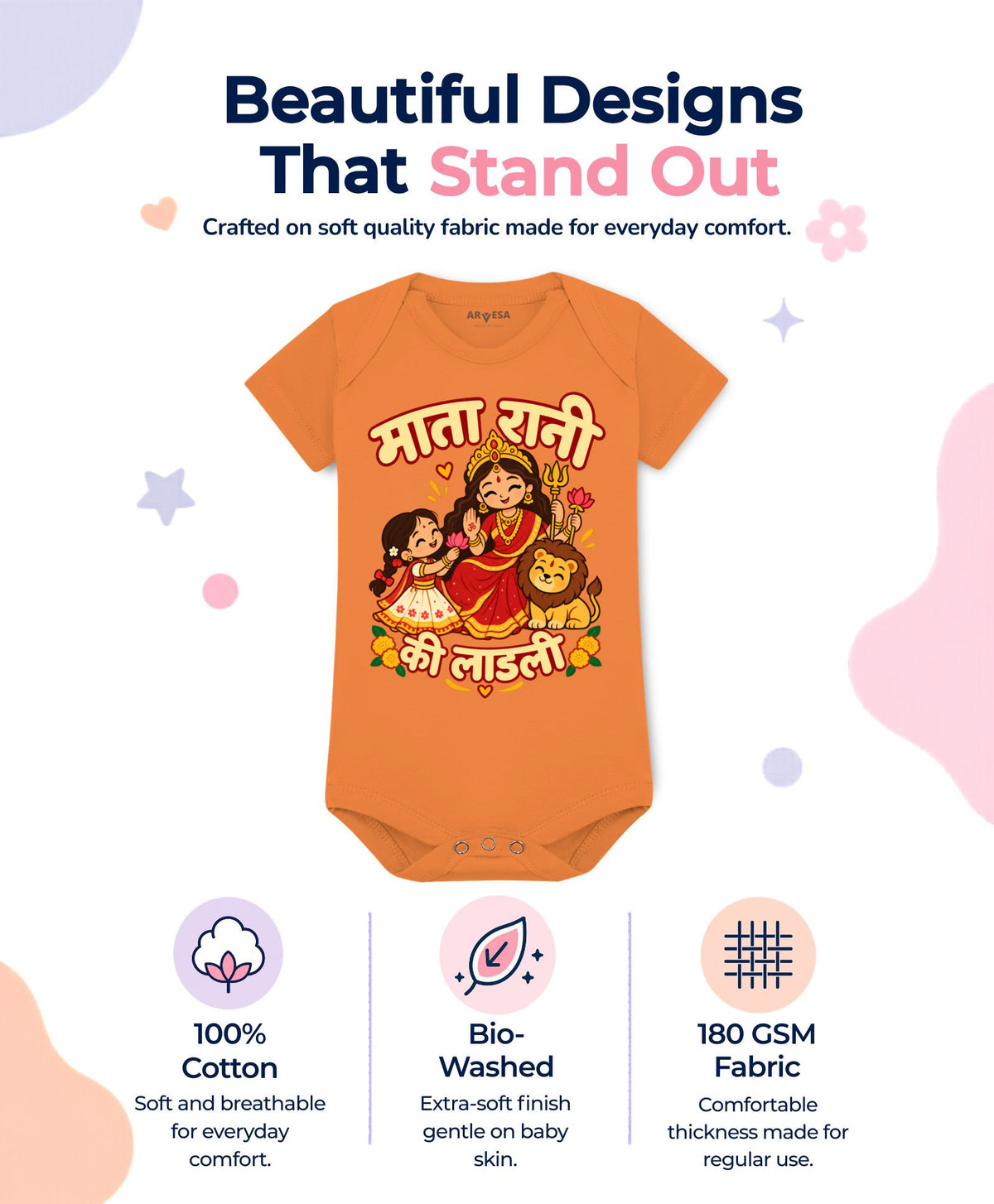 Mata Rani ka Ladli hindi text Navratri - Romper